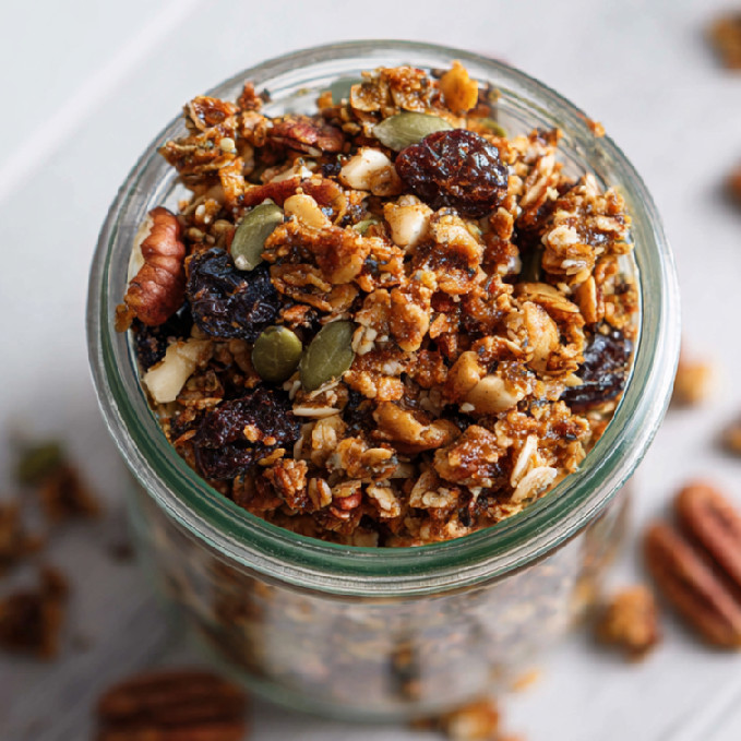 Datlovo-pohánková granola s pekanovými orechmi