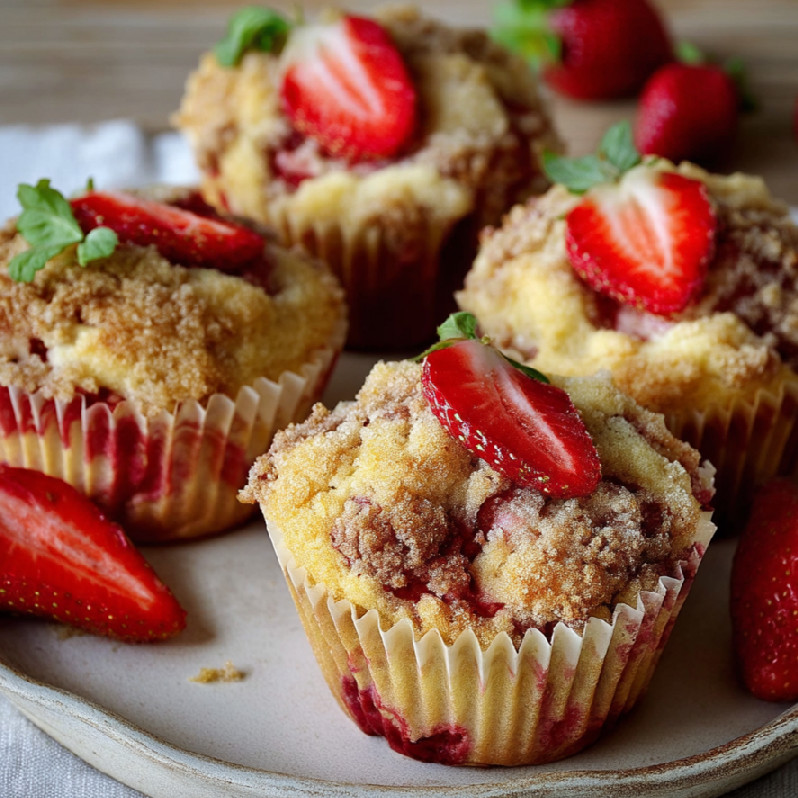 Citrónové muffiny s jahodami