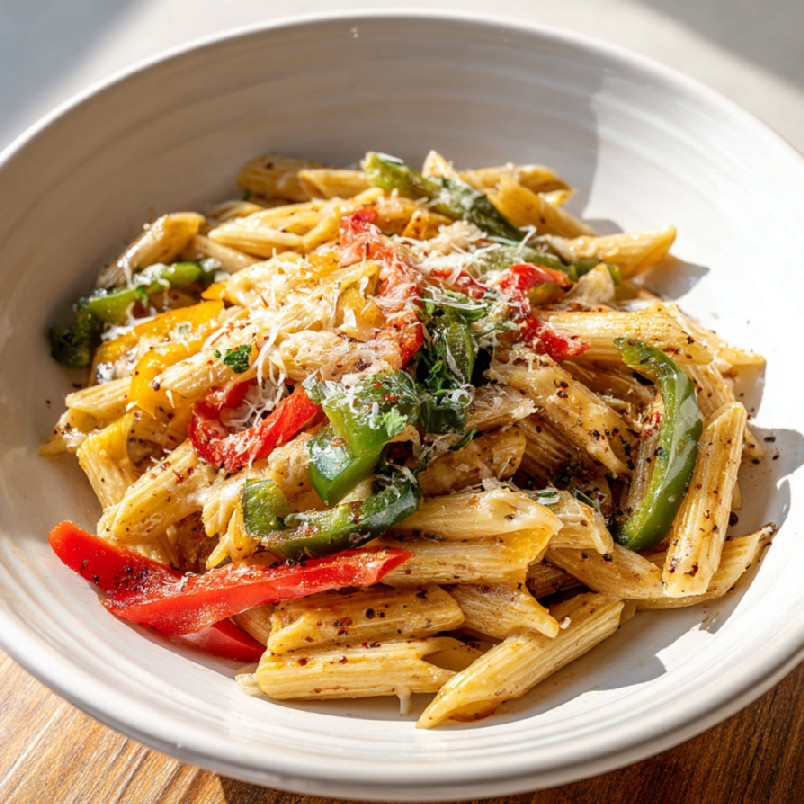Penne s paprikou a syrom