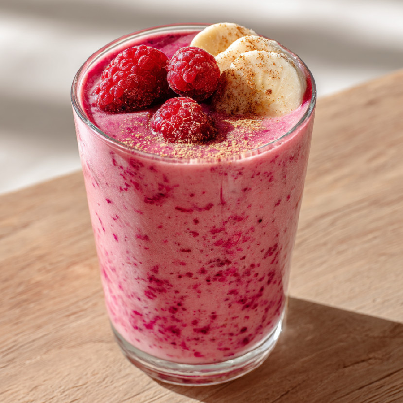 Malinové smoothie s banánom a hroznom