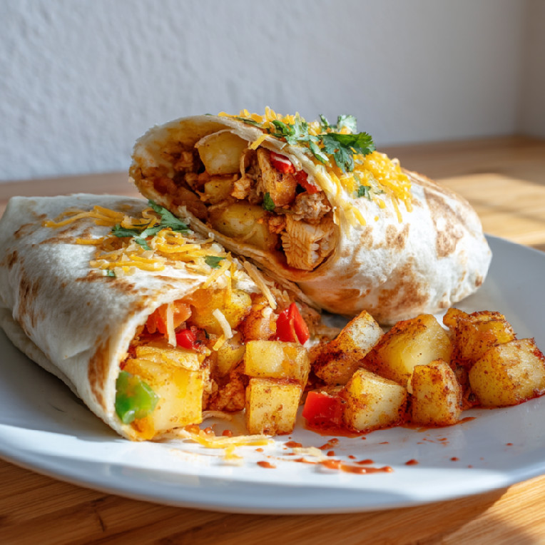 Wrap s kuracím mäsom a zemiakmi