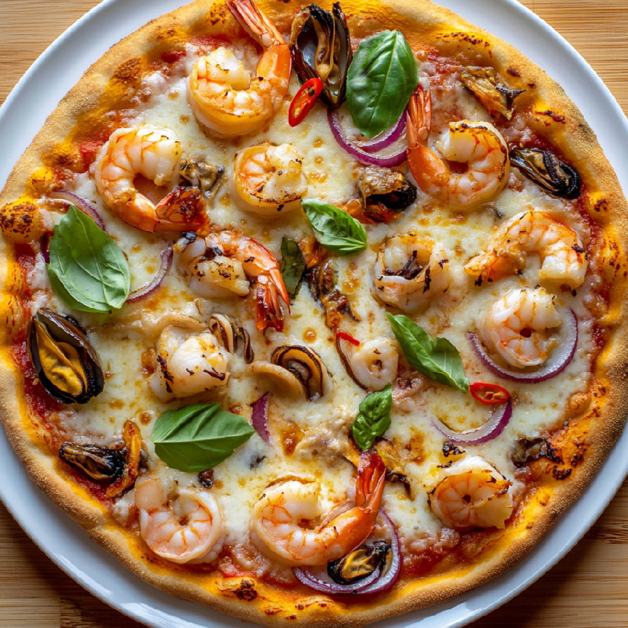 Pizza s morskými plodmi