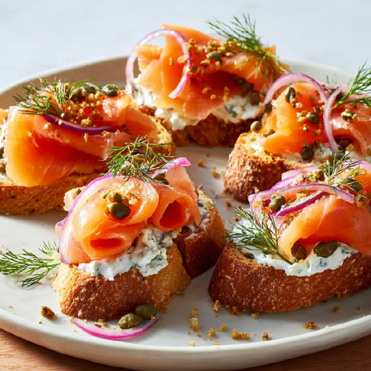 Crostini s údeným lososom