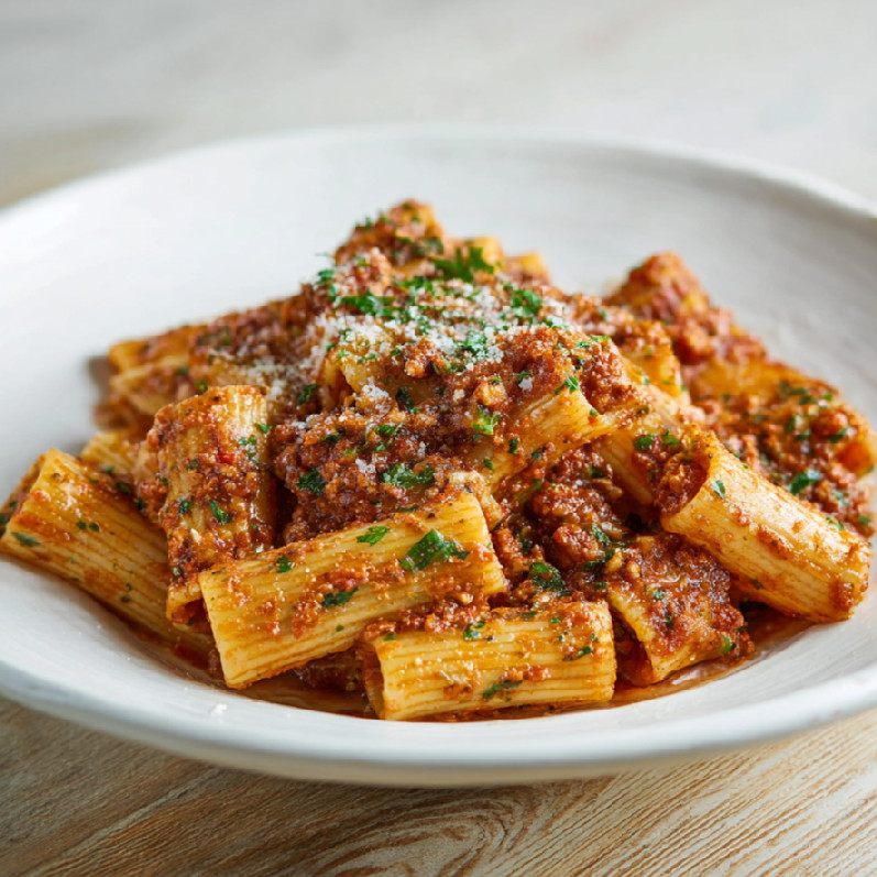 Rigatoni s červeným pestom