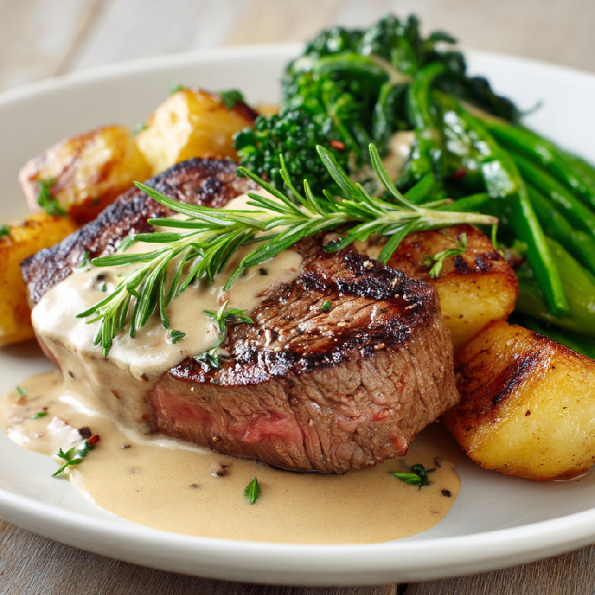 Steak so smotanovou omáčkou