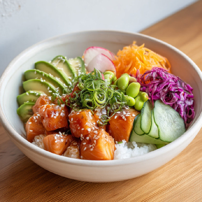 Poké bowl s lososom