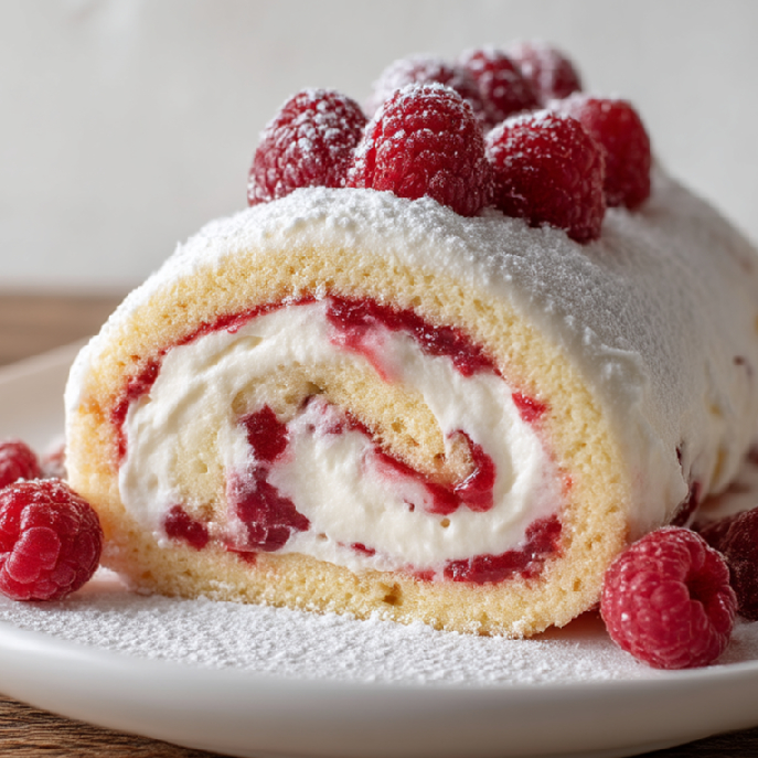 Malinová roláda s mascarpone krémom