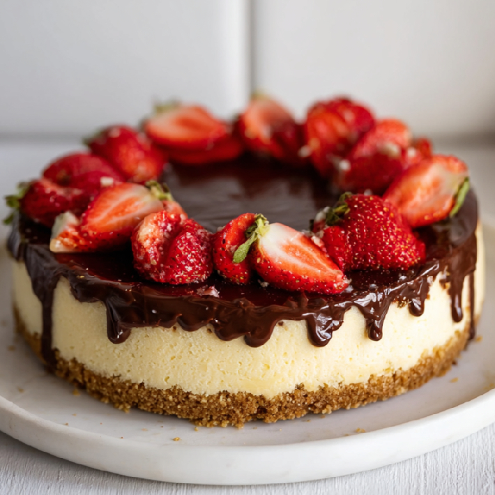 Tvarohový cheesecake s jahodami